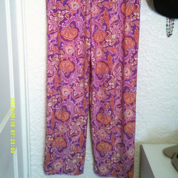 Chaps Floral Print Stretch Jersey Wide Leg Pull On Pants NWOT Sz L - Picture 3 of 4